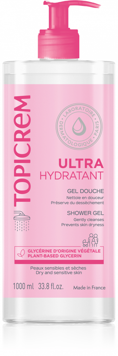 TOPICREM  ULTRA-HYDRATANT - Gel Douche - Peaux Sensibles et S&egrave;ches, 1L