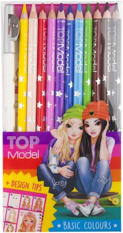  TOPModel set de crayons de couleur Basicfilles 18 cm en bois 14 pi&egrave;ces