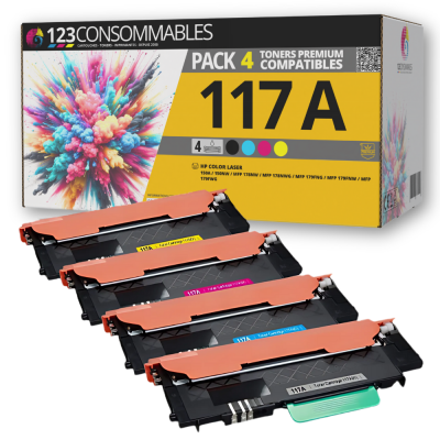 123CONSOMMABLES Toppack 4 Toners Compatibles Hp 117a