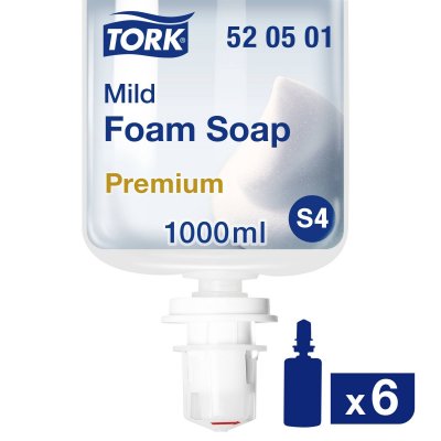 TORK  Savon mousse  S4 Premium doux - Cartouche 1 litre - Lot de 6