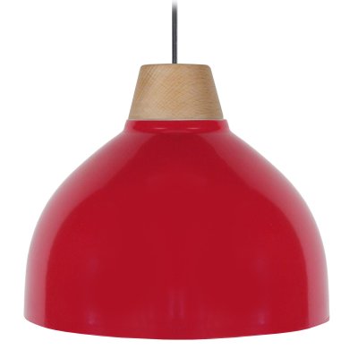 TOSEL  14475 Suspension d&ocirc;me m&eacute;tal rouge L 24 P 24 H 85 cm Ampoule E27