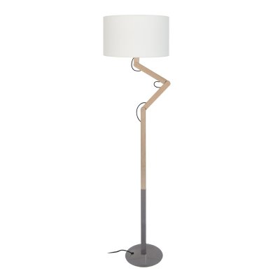 TOSEL  lampadaire tube acier abat-jour coton - 45x45x160 cm - bois