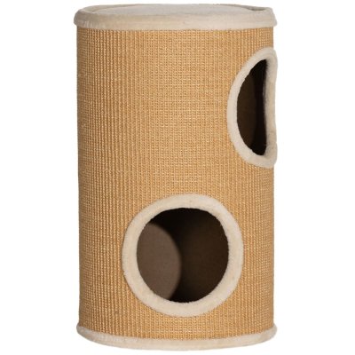 PAWHUT Tour &agrave; griffer pour chat Panneau de particules Marron