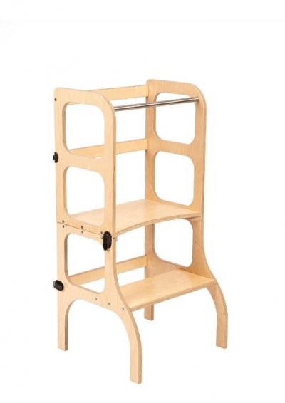 ETTE TETE Tour d'apprentissage - table step'n'sit bois fermoirs laiton TWoB