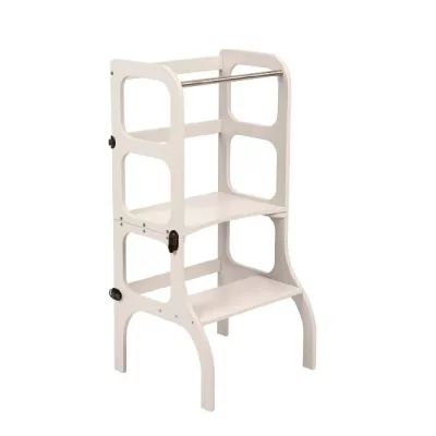 ETTE TETE Tour D'apprentissage - Table ""Step'n'sit"". Light Gray / Brass Fermoirs