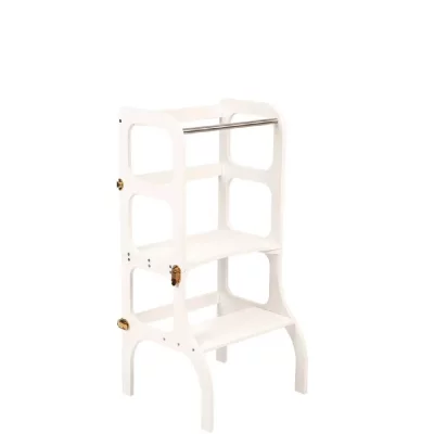 ETTE TETE Tour d'apprentissage - table ""step'n'sit"". White / fermoirs dor&eacute;s TWhG