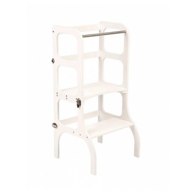 ETTE TETE Tour d'observation Montessori transformable en bureau blanc/argent&eacute;s