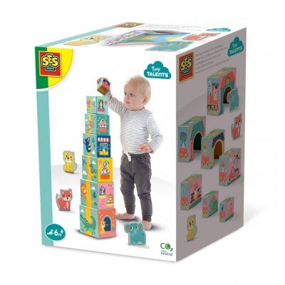 SES CREATIVE Tour de blocs a empiler avec figurines d'animaux SES8710341131425