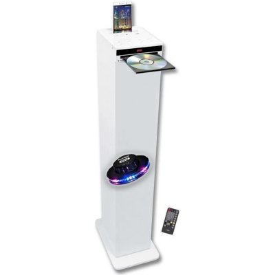INOVALLEY Tour de son - WHITETOWER - Lecteur CD Bluetooth FM USB - 60W - Jeu de lumi&egrave;re LED OVNI