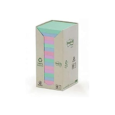 POST IT Tour distributrice de 16 blocs  recycles 76x76mm pastel