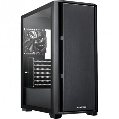 CHIEFTEC Tour midi  AS-02B-TG-OP Bo&icirc;tier PC noir 1 ventilateur pr&eacute;-install&eacute;, fen&ecirc;tre lat&eacute;rale