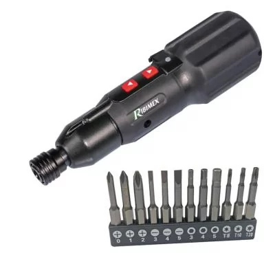 RIBIMEX Tournevis a batterie 3,7 volts 12 pieces d accessoires, prtourbat37