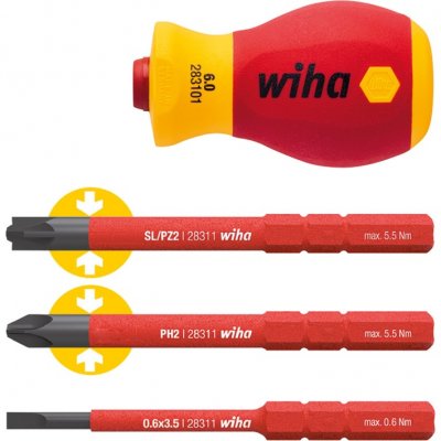 WIHA Tournevis porte-embout stubby + slimvario + 3 embouts slim