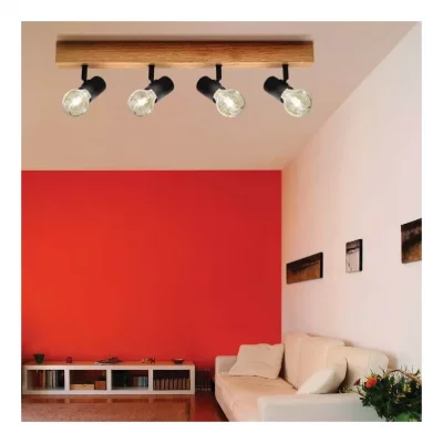 EGLO Townshend barre de projecteur &agrave; 4 lampes marron, noir