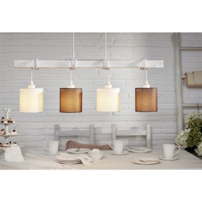 EGLO Townshend plafonnier suspendu barre droite 4 lampes blanc patin&eacute;