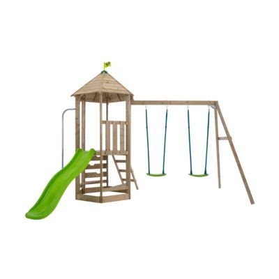 TP TOYS  - Aire de jeux en bois avec glissi&egrave;re et portique Castelwood