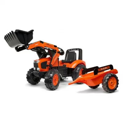 FALK Tractopelle enfant Kubota M135GX + remorque