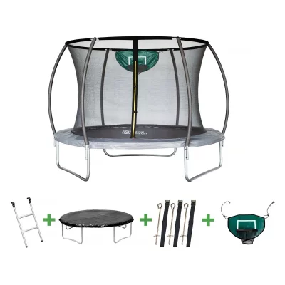 HABITAT ET JARDIN Trampoline avec filet int&eacute;rieur et panier de basket ""jumper""  &Oslash;3,05 - Gris