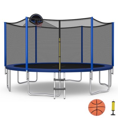 COSTWAY Trampoline  - avec nid de cl&ocirc;ture - 3,5 x 3,5 x 2,5 m