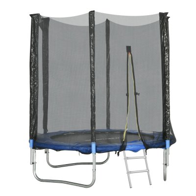 SPORTNOW Trampoline d'ext&eacute;rieur &Oslash; 180 cm avec filet de s&eacute;curit&eacute;, poteaux rembourr&eacute;s et &eacute;chelle