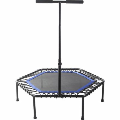 GORILLA SPORTS Trampoline de fitness gymnastique avec guidon reglable couleur bleu