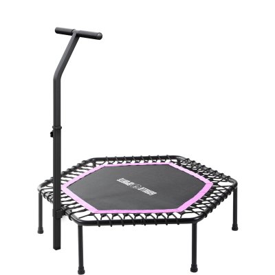 Trampoline de fitness gymnastique avec guidon reglable couleur rose