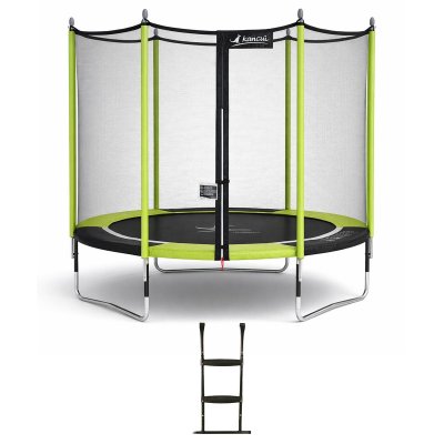 KANGUI Trampoline de jardin 305 cm + filet de s&eacute;curit&eacute; + &eacute;chelle jumpi vert/noir 300