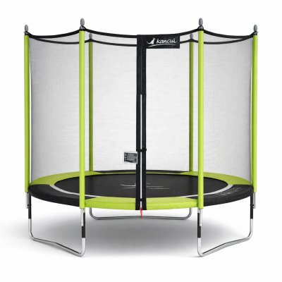 KANGUI Trampoline de jardin 305 cm + filet de s&eacute;curit&eacute; jumpi vert/noir 300