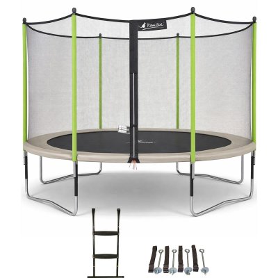 KANGUI Trampoline de jardin 365 cm + filet de s&eacute;curit&eacute; + &eacute;chelle + kit d'ancrage JUMPI