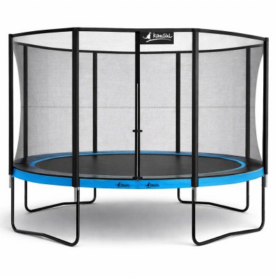 KANGUI Trampoline de jardin 365 cm + filet de s&eacute;curit&eacute; punchi bleu 360