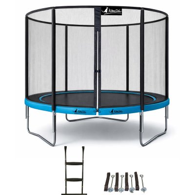 KANGUI Trampoline de jardin rond 305 cm + filet de s&eacute;curit&eacute; + &eacute;chelle + kit ancrage P