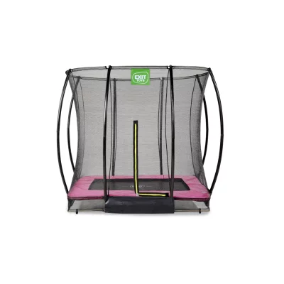 EXIT TOYS Trampoline enterr&eacute; Silhouette 153x214cm avec filet de s&eacute;curit&eacute; - rose