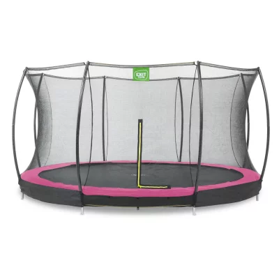 EXIT TOYS Trampoline enterr&eacute; Silhouette &oslash;427cm avec filet de s&eacute;curit&eacute; - rose