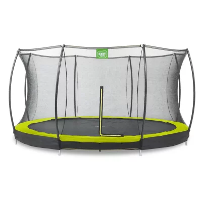 EXIT TOYS Trampoline enterr&eacute; Silhouette &oslash;427cm avec filet de s&eacute;curit&eacute; - vert