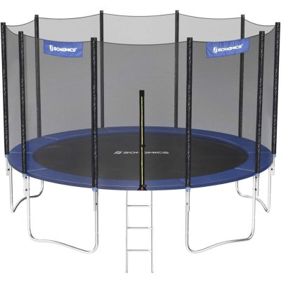 SONGMICS Trampoline ext&eacute;rieur avec &eacute;chelle et filet de protection, Bleu / &Oslash; 427 cm