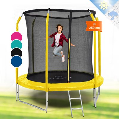 KLARFIT Trampoline - Jumpstarter - 120 kg max. - Surface de saut : 195 cm - Protection optimale - jaune