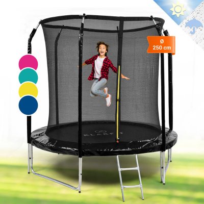 KLARFIT Trampoline - Jumpstarter - 120 kg max. - Surface de saut : 195 cm - Protection optimale - noir 