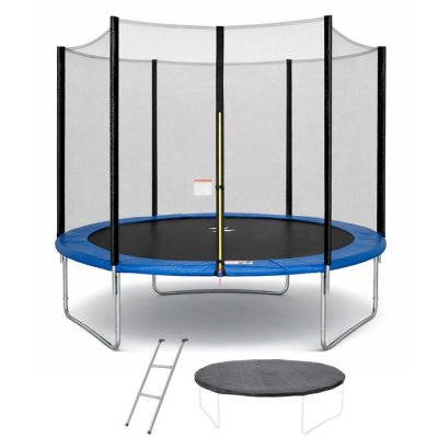 Trampoline maxi eco ~ 300 cm bleu - filet, echelle, couverture de protection
