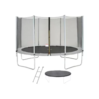 KANGUI Trampoline MAXI ECO &Oslash; 430 cm Gris - Avec Filet, Echelle, Couverture de Protection
