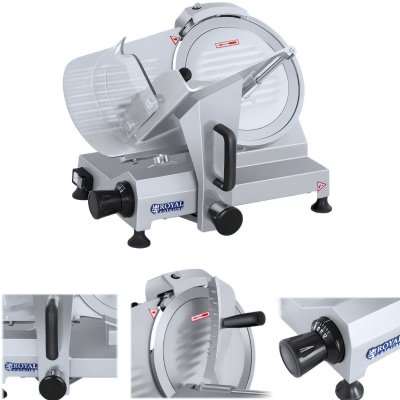 ROYAL CATERING Trancheuse &agrave; jambon trancheuse &eacute;lectrique 150 w lame 250 mm &eacute;paisseur 0-12 mm