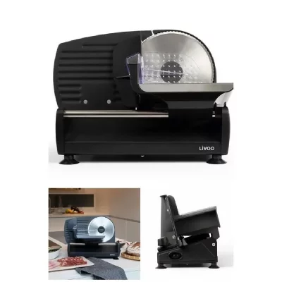 LIVOO Trancheuse - HQ - 150W - Lame inox 190mm - &Eacute;paisseur r&eacute;glable 0-15mm - Pieds antid&eacute;rapants