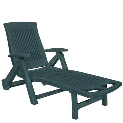 VIDAXL Transat Bain de Soleil Chaise longue avec repose-pied Plastique Vert