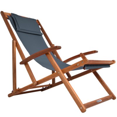DEUBA Transat de jardin anthracite en bois d'acacia pliable