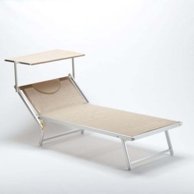 BEACH AND GARDEN DESIGN Transat de plage professionnel en aluminium Grande Italia Xl Couleur: Beige