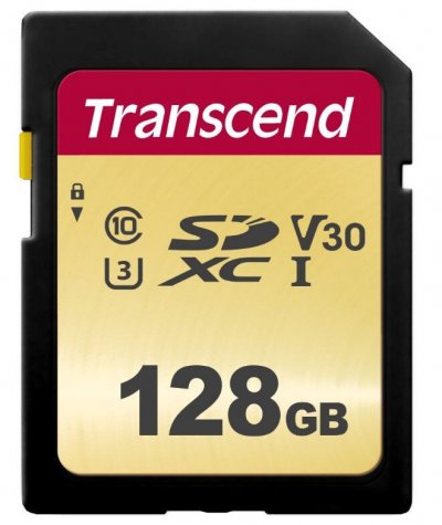 TRANSCEND  500S - Carte m&eacute;moire flash - 128 Go - Video Class V30 / UHS-I U3 / Class10 - SDXC UHS-I 