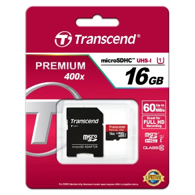 TRANSCEND  - carte m&eacute;moire flash - 16 Go - microSDHC