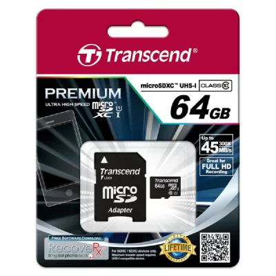 TRANSCEND  Carte MicroSDXC UHS-I 400x Class 10 - 64Go