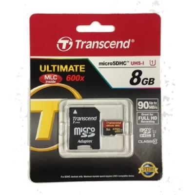 TRANSCEND  Micro Sdhc Mlc 8gb Class 10 Uhs-i 600x+sd-adapter Memory Card Rouge,Noir