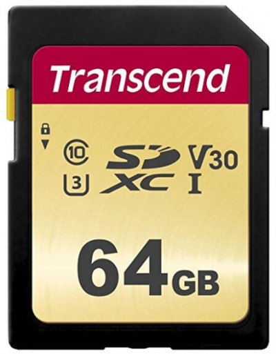 TRANSCEND  ts64gsdc500s carte m&eacute;moire sdxc 64 go uhs-i u3 (gold) 