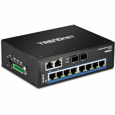 TRENDNET  10-port hardened industrial gigabit din-rail switch noir